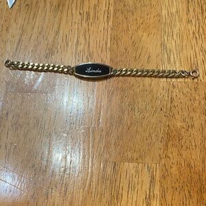 12k gf Gold Chain Bracelet with Black Accent 6.75”